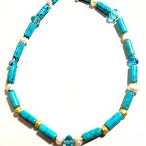 Turquoise Beaded Women's Necklace - Elegant Blue Necklace